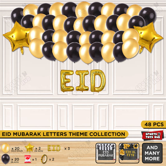 48 Pcs Eid Gold Foil Balloon Garland Theme Collection
