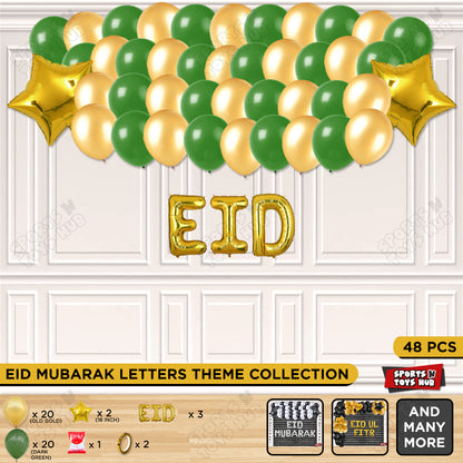 48 Pcs Eid Gold Foil Balloon Garland Theme Collection