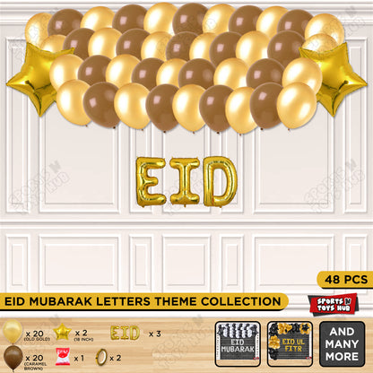 48 Pcs Eid Gold Foil Balloon Garland Theme Collection