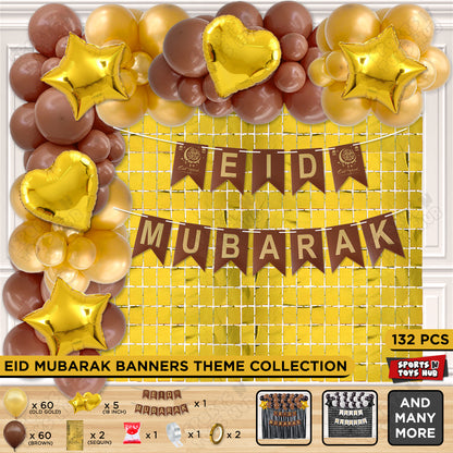 Eid Mubarak Card Banner Theme Collection - Gold & Brown
