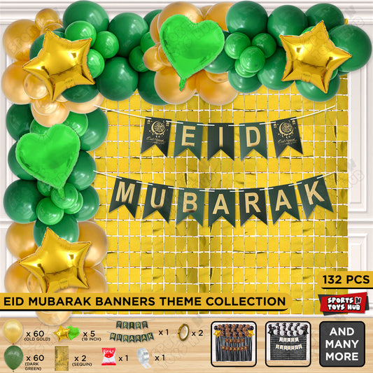 Eid Mubarak Card Banner Theme Collection - Gold & Green