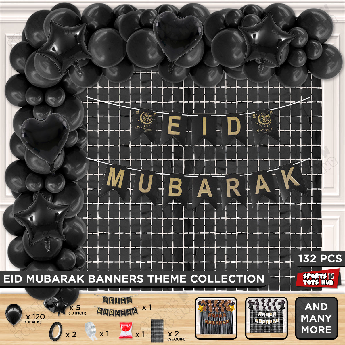 Eid Mubarak Card Banner Theme Collection - Black
