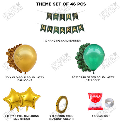 Eid Mubarak Card Banner Theme Collection - Gold & Green
