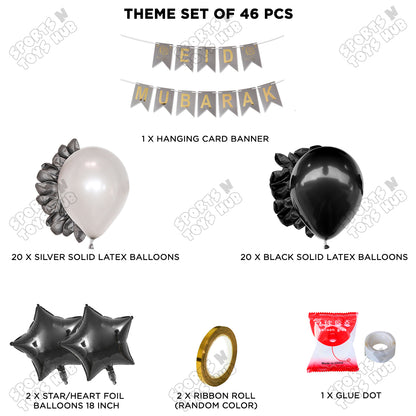 Eid Mubarak Card Banner Theme Collection - Silver & Black