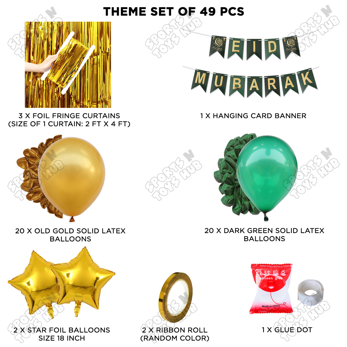 Eid Mubarak Card Banner Theme Collection - Gold & Green