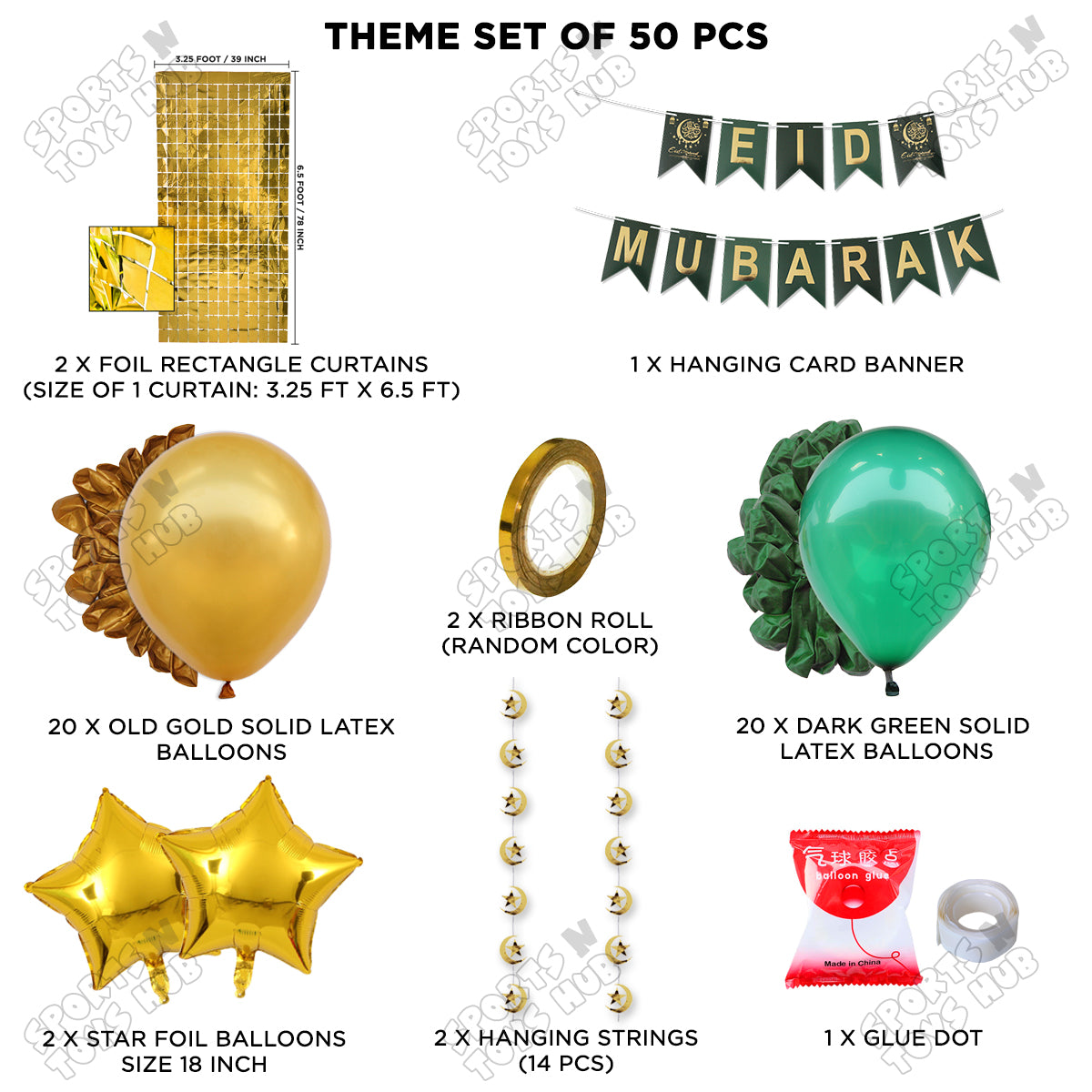 Eid Mubarak Card Banner Theme Collection - Gold & Green