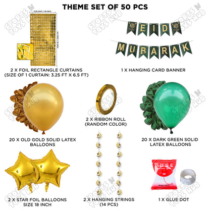 Eid Mubarak Card Banner Theme Collection - Gold & Green