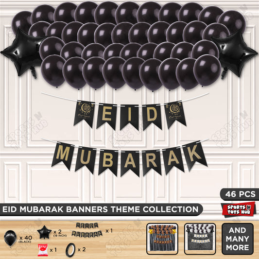 Eid Mubarak Card Banner Theme Collection - Black