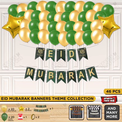 Eid Mubarak Card Banner Theme Collection - Gold & Green