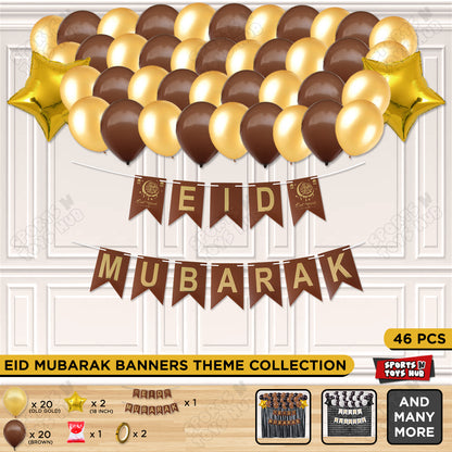 Eid Mubarak Card Banner Theme Collection - Gold & Brown