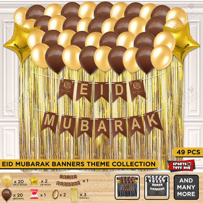 Eid Mubarak Card Banner Theme Collection - Gold & Brown
