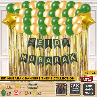 Eid Mubarak Card Banner Theme Collection - Gold & Green