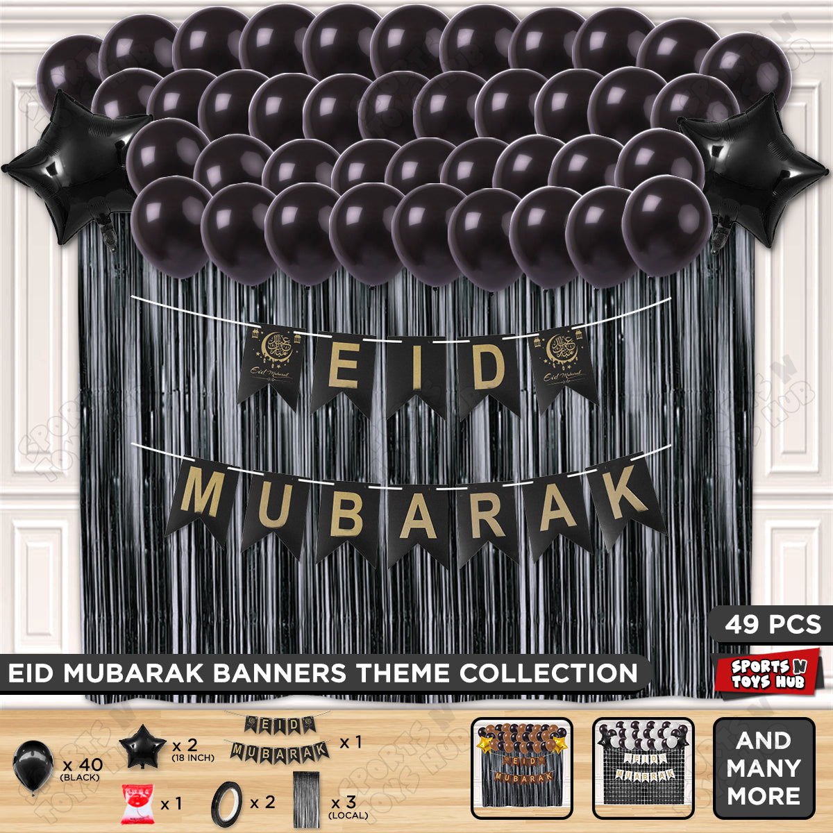Eid Mubarak Card Banner Theme Collection - Black