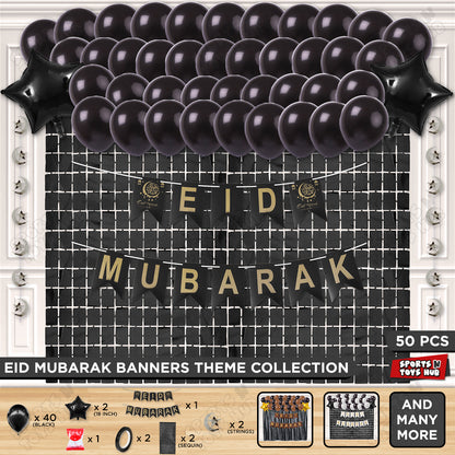 Eid Mubarak Card Banner Theme Collection - Black