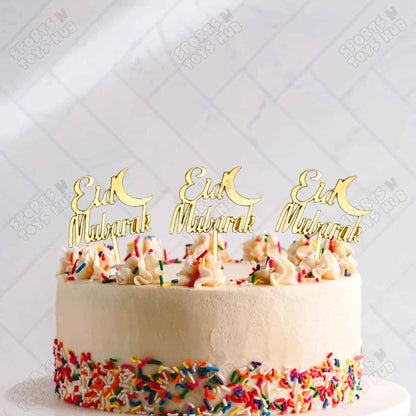Eid Mubarak Cresent Moon Style Acrylic Sweet Topper