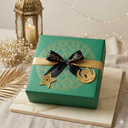 Eid Mubarak Mosque Crescent Moon Tag Style Acrylic Cake Topper - 6 Pcs