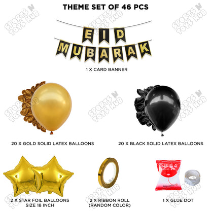 Eid Mubarak Printed Shinny Gold Card Banner Theme Collection