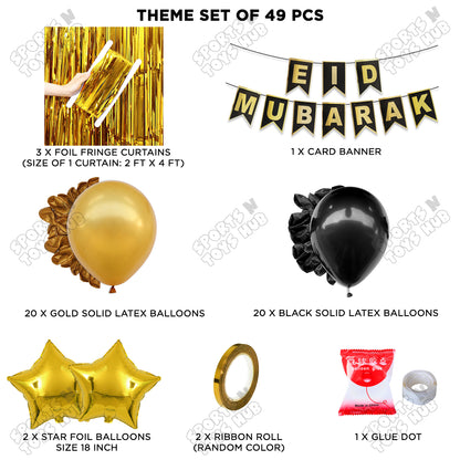 Eid Mubarak Printed Shinny Gold Card Banner Theme Collection
