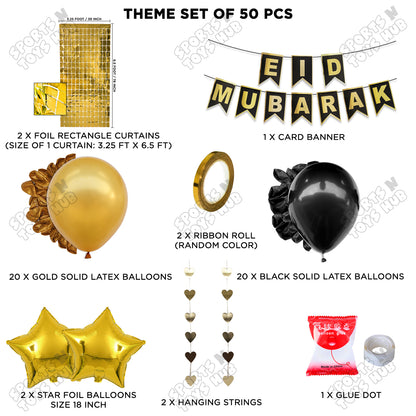 Eid Mubarak Printed Shinny Gold Card Banner Theme Collection