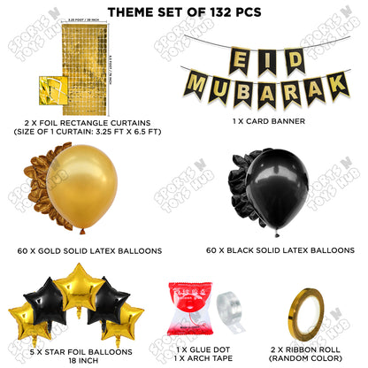 Eid Mubarak Printed Shinny Gold Card Banner Theme Collection