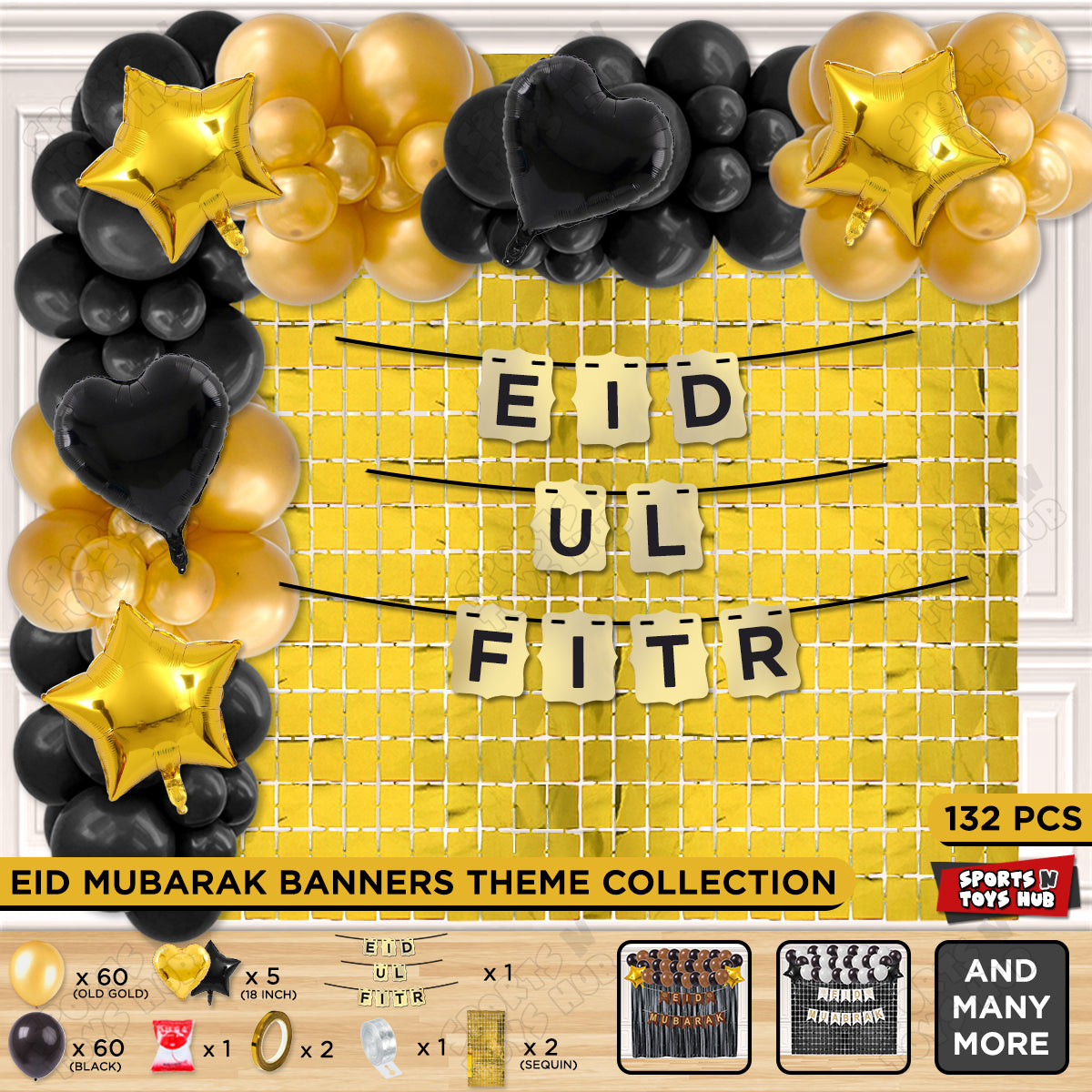 Eid Ul Fitr Shinny Gold Card Banner Theme Collection