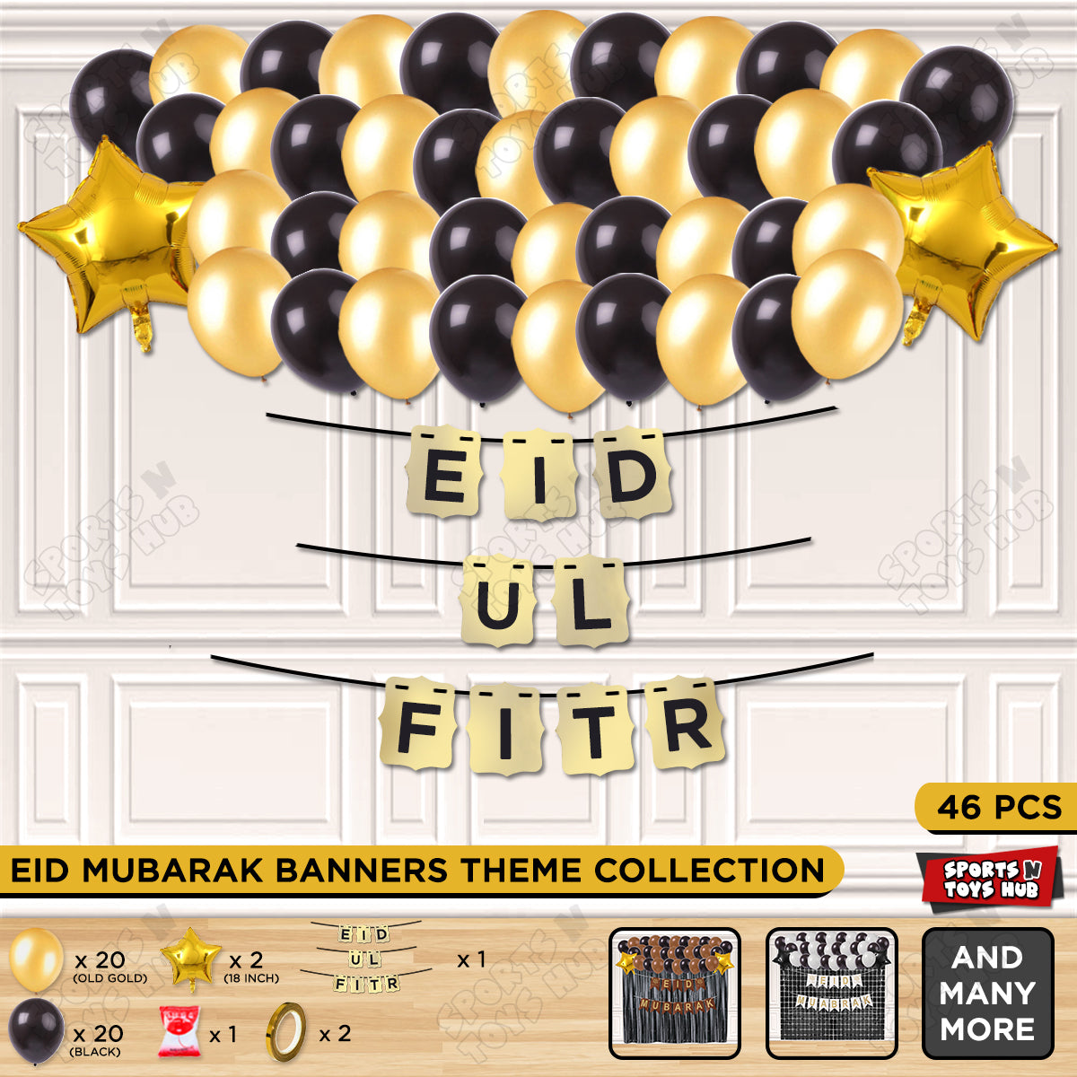 Eid Ul Fitr Shinny Gold Card Banner Theme Collection