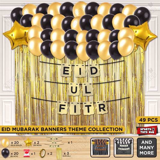 Eid Ul Fitr Shinny Gold Card Banner Theme Collection
