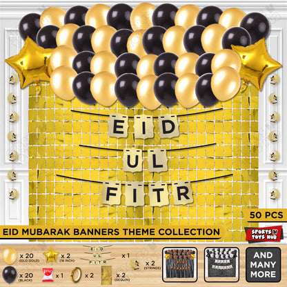 Eid Ul Fitr Shinny Gold Card Banner Theme Collection