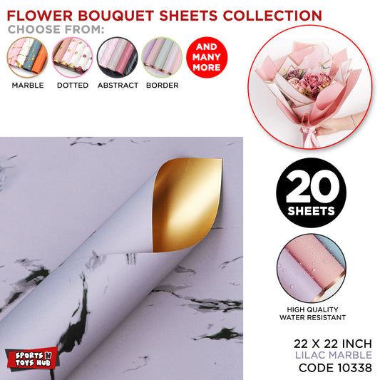 Black Veins Marble Pattern Flower Wrapping Sheets with Gold Back – Premium Opaque Floral Bouquet Wrapping Paper for Fresh Flowers, Gift Packaging, Florist Supplies & Event Decorations