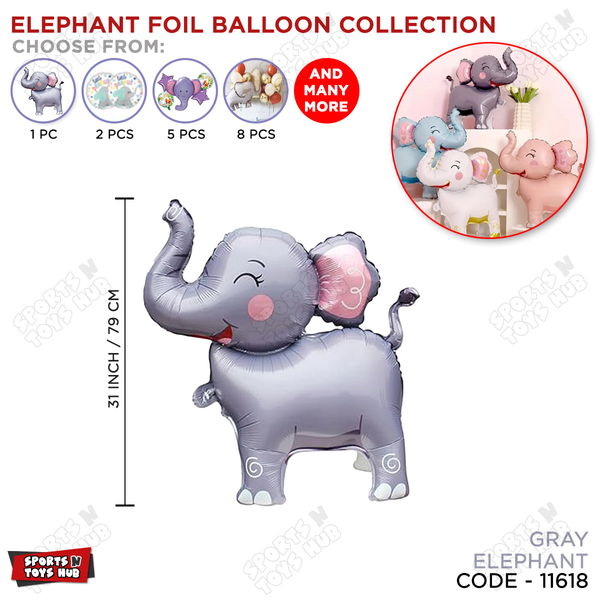 Elephant Cartoon Foil Balloon Stand