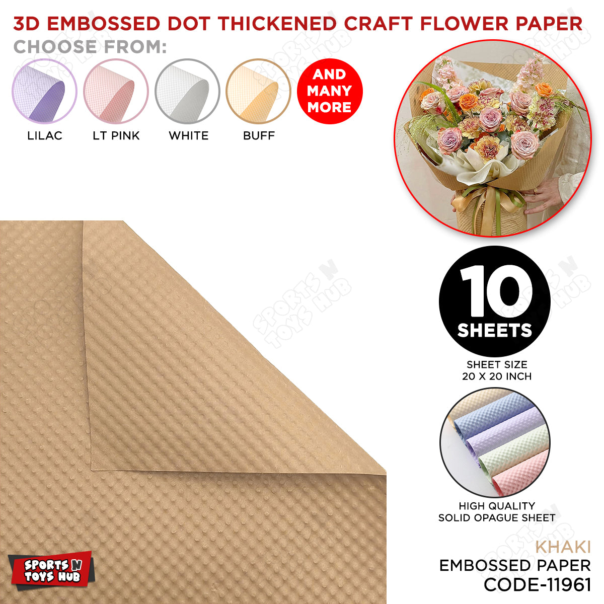 3D Embossed Dot Thickened Craft Flower Paper – Textured Floral Wrapping Paper for Bouquet Making, Flower Arrangements, Gift Wrapping, DIY Arts & Crafts & Decoration