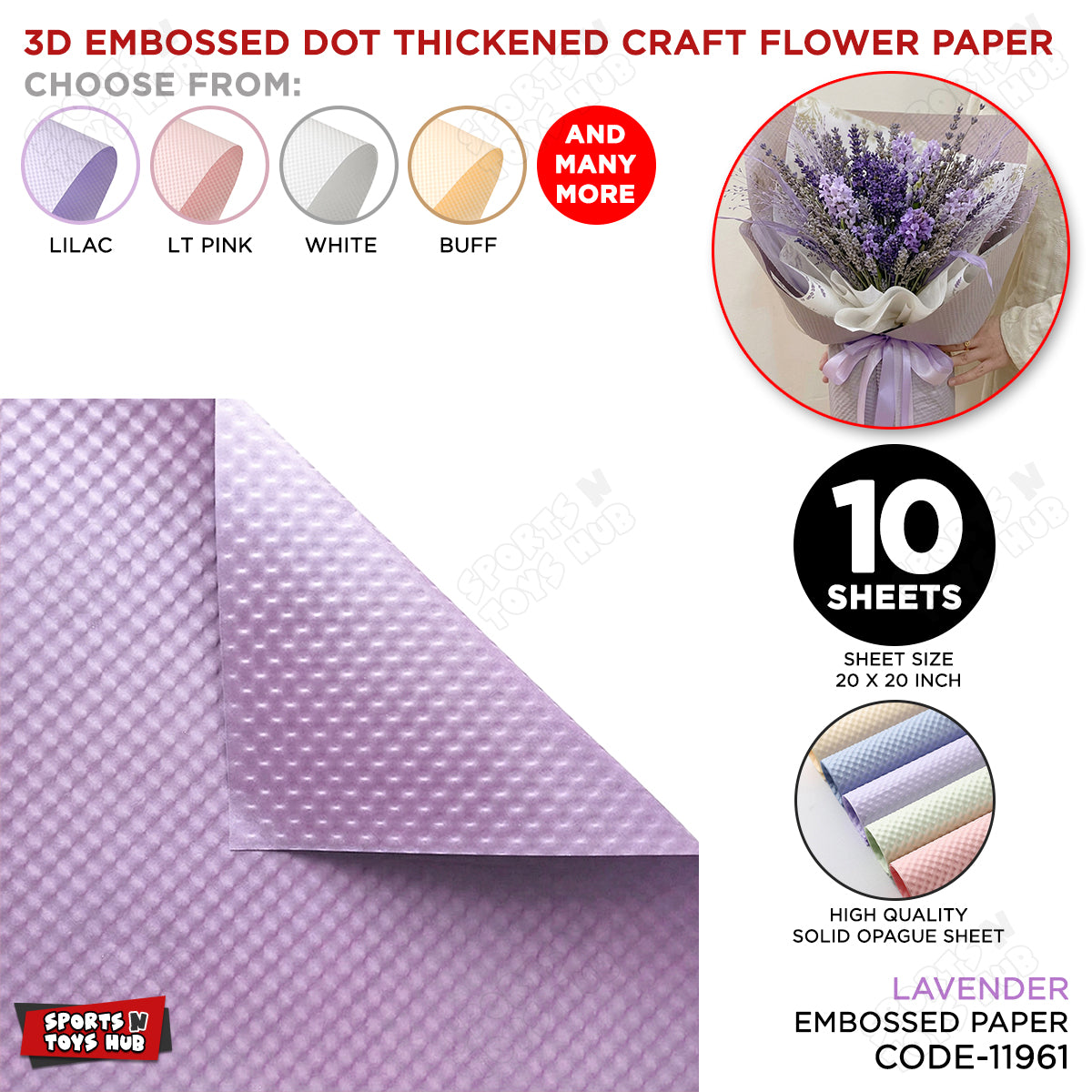 3D Embossed Dot Thickened Craft Flower Paper – Textured Floral Wrapping Paper for Bouquet Making, Flower Arrangements, Gift Wrapping, DIY Arts & Crafts & Decoration