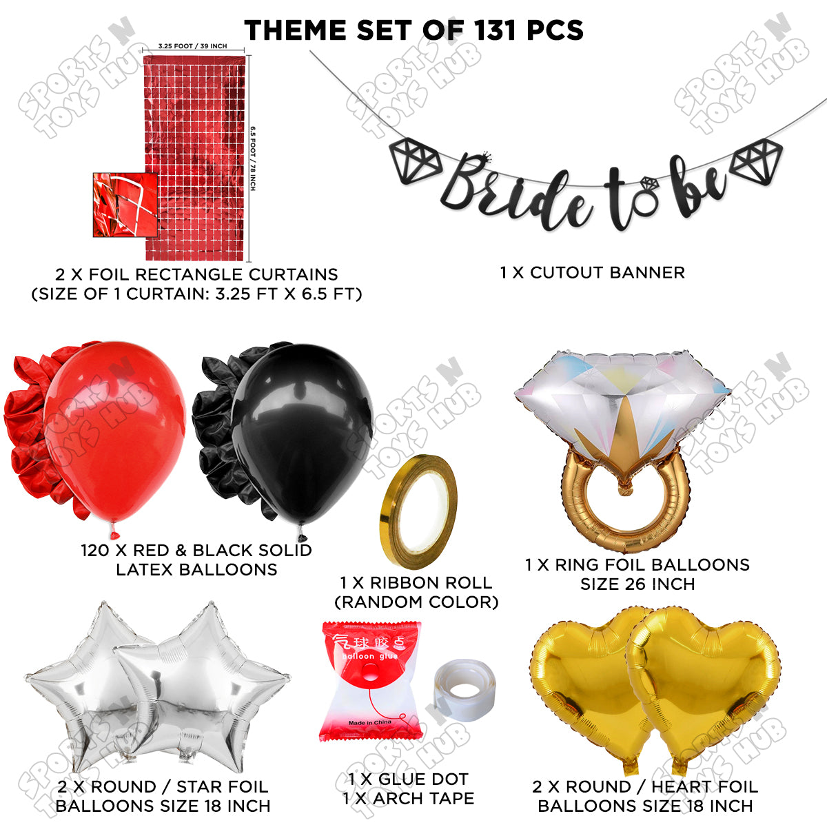 Bride To Be Cursive Banner Theme Collection - Black & Red