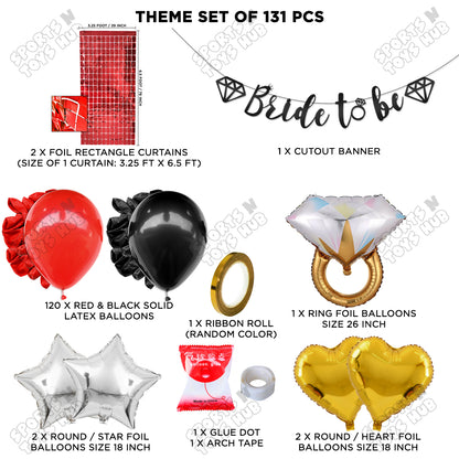 Bride To Be Cursive Banner Theme Collection - Black & Red