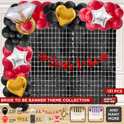 Bride To Be Cursive Banner Theme Collection - Red & Black