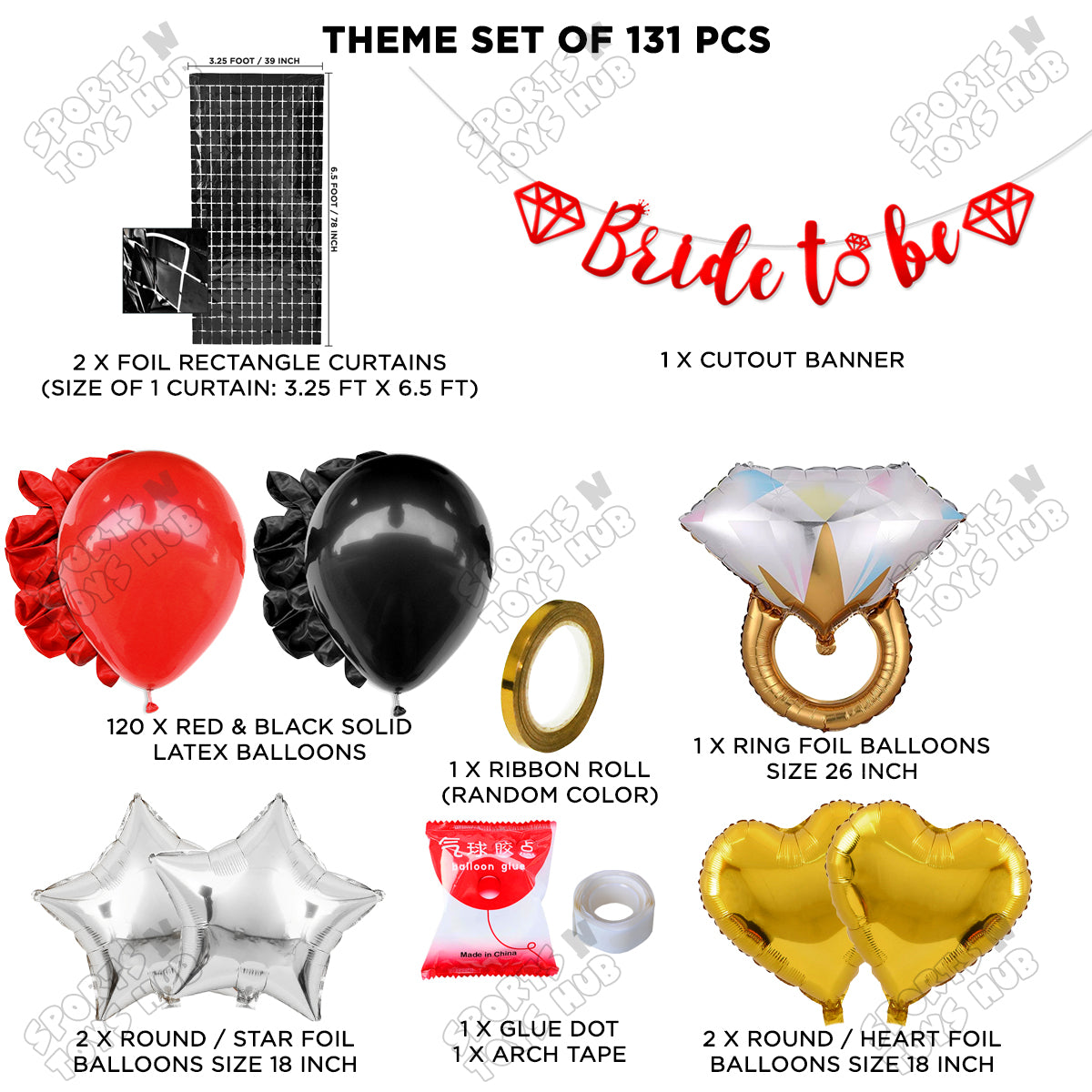 Bride To Be Cursive Banner Theme Collection - Red & Black