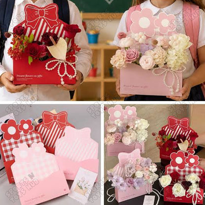 21 × 28 × 7.5 CM Bow Flower Gift Bag – 11 Inch Handheld Flower Box