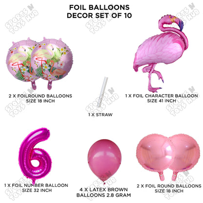 Flamingo Bird Pack Of 10 Pink Color Foil Balloon Set