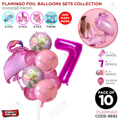 Flamingo Bird Pack Of 10 Pink Color Foil Balloon Set