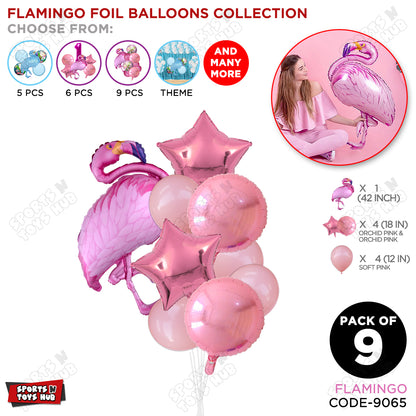 Flamingo Bird Pack OF 9 Pink Color Foil Balloon
