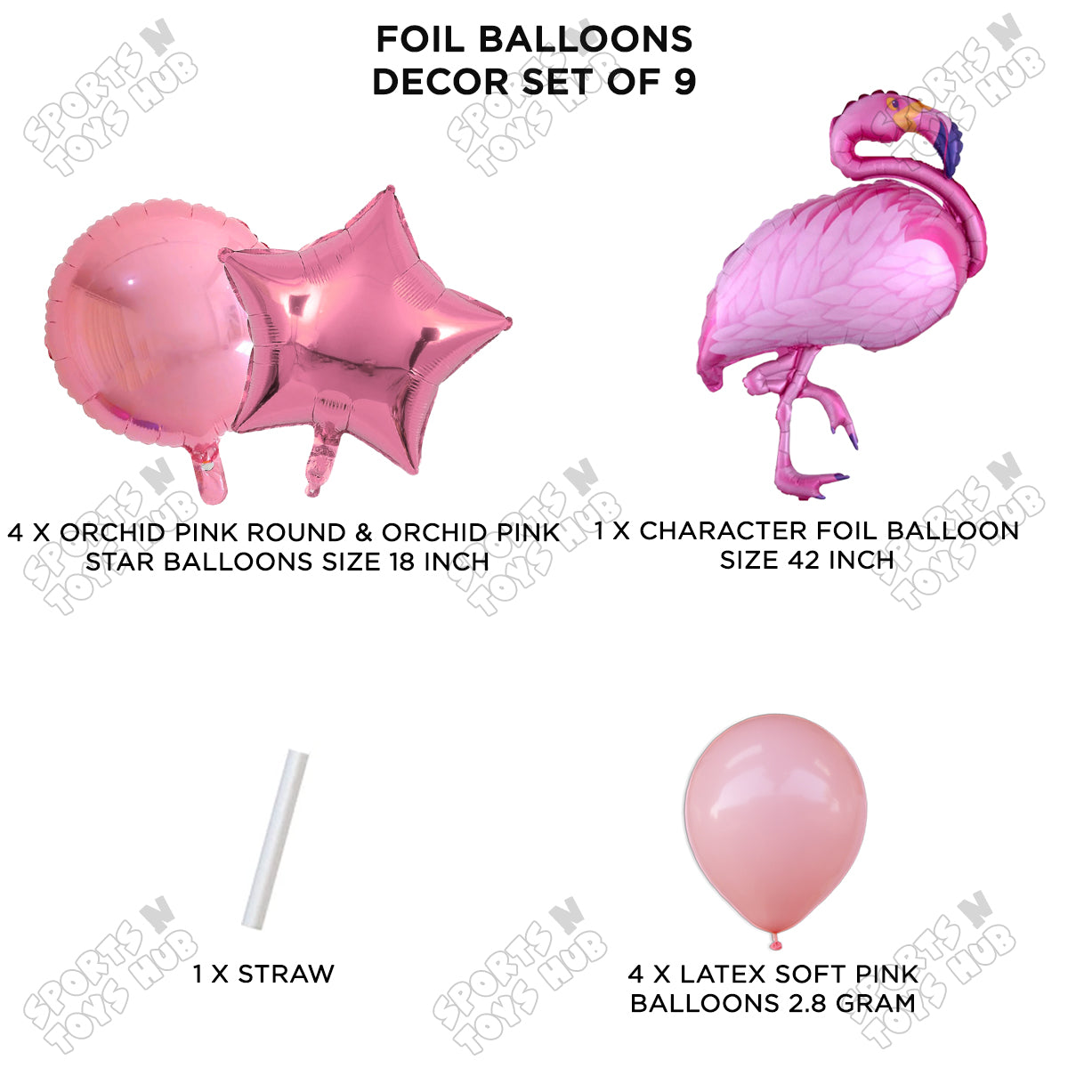 Flamingo Bird Pack OF 9 Pink Color Foil Balloon