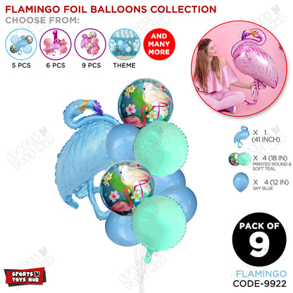 Flamingo Pack OF 9 Blue Color Foil Balloon