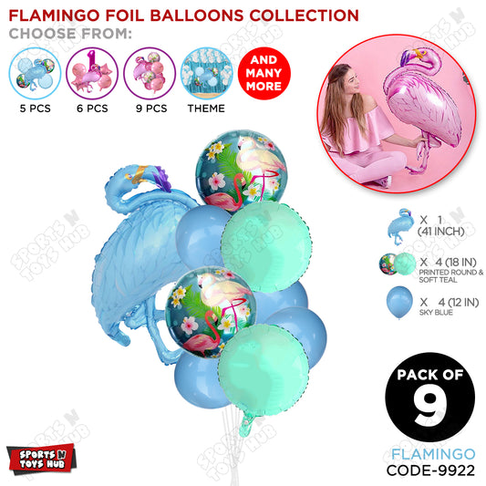 Flamingo Pack OF 9 Blue Color Foil Balloon