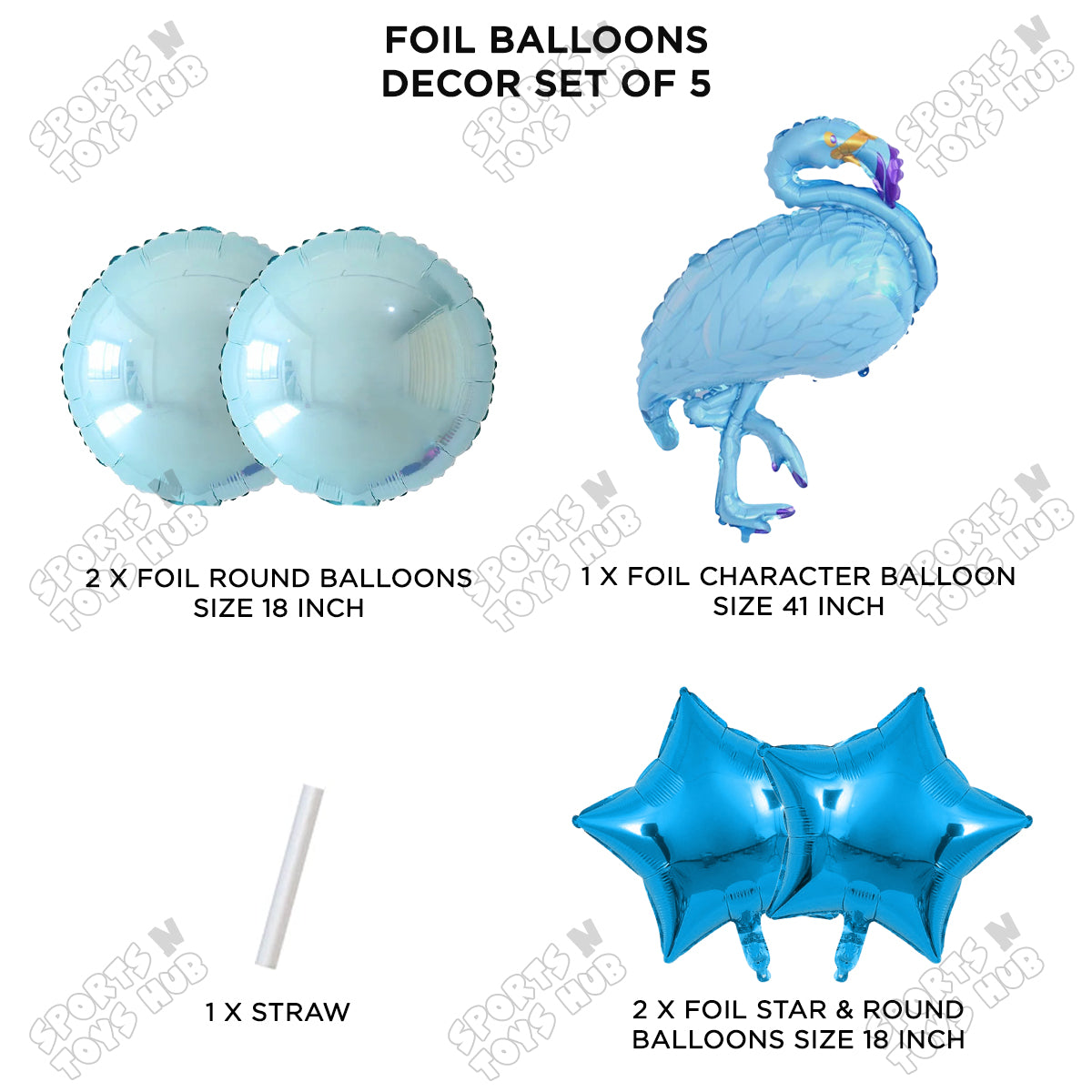 Flamingo Bird Pack Of 5 Foil Balloon Set