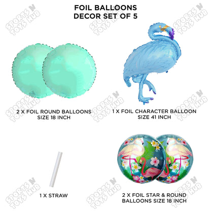 Flamingo Pack Of 5 Foil Balloon Set