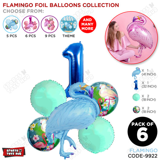 Flamingo Pack Of 6 Blue Color Foil Balloon Set