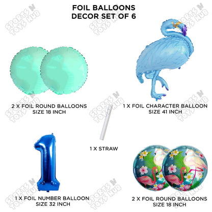 Flamingo Pack Of 6 Blue Color Foil Balloon Set