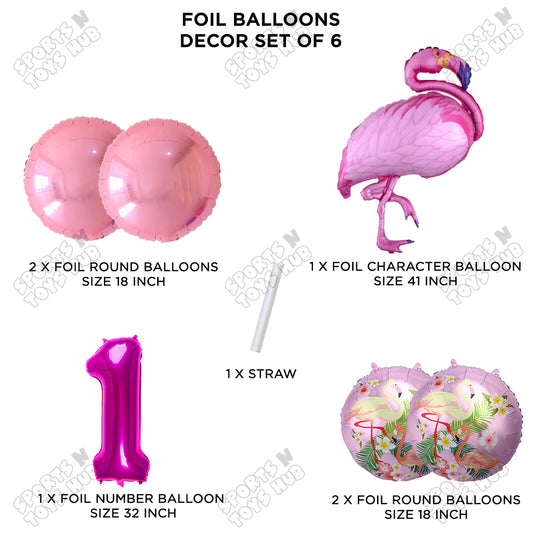 Flamingo Pack Of 6 Pink Color Foil Balloon Set