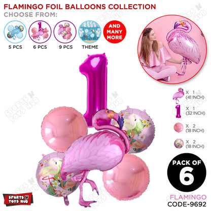 Flamingo Pack Of 6 Pink Color Foil Balloon Set