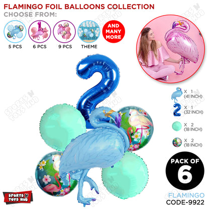 Flamingo Pack Of 6 Blue Color Foil Balloon Set
